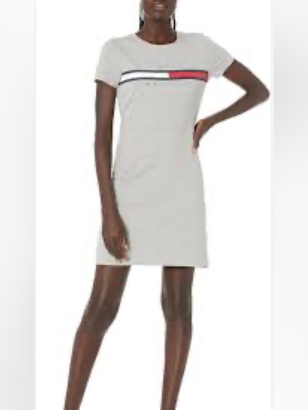 Tommy Hilfiger Short Sleeve Graphic T-Shirt Dress in Heather Grey size large